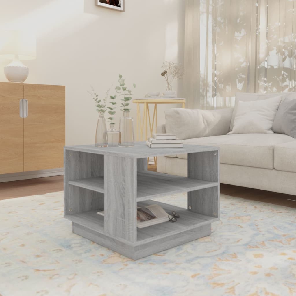 sofabord 55x55x43 cm konstrueret træ grå sonoma-eg