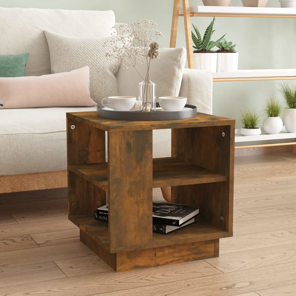 sofabord 40x40x43 cm konstrueret træ røget egetræsfarve