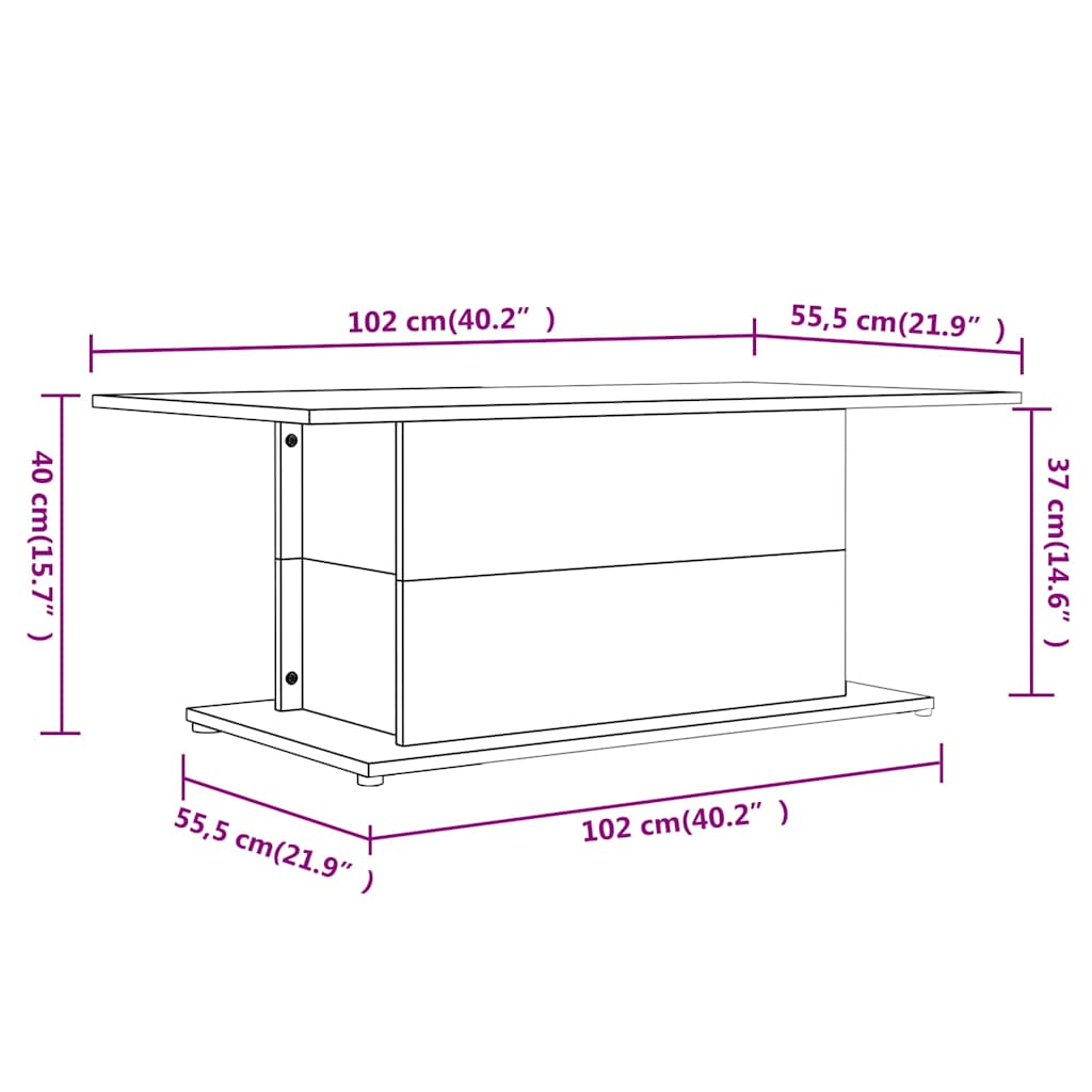 sofabord 102x55,5x40 cm konstrueret træ røget egetræsfarve