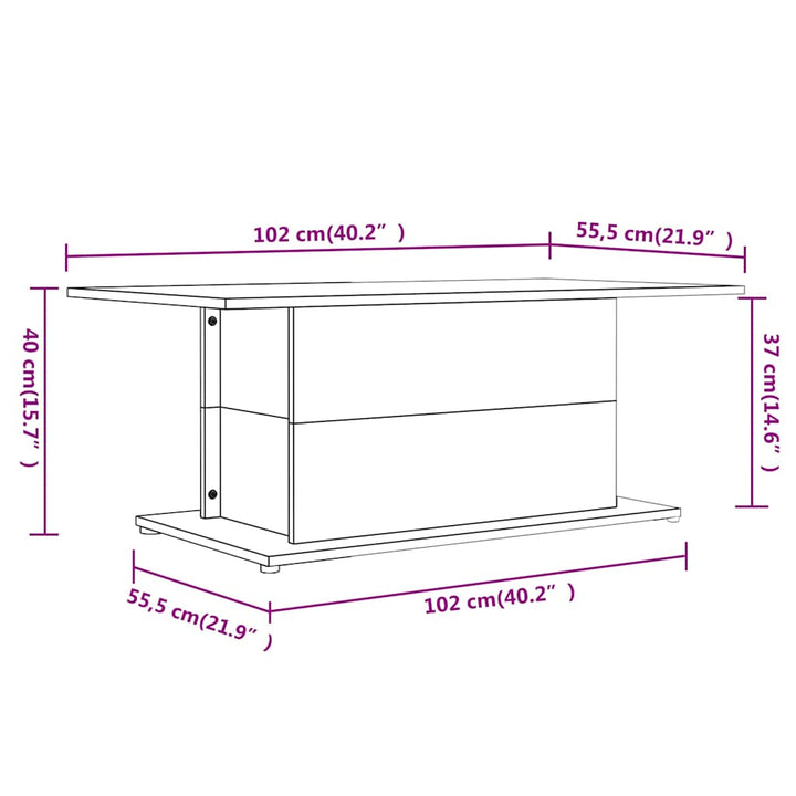 sofabord 102x55,5x40 cm konstrueret træ røget egetræsfarve