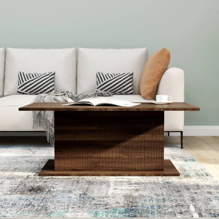 sofabord 102x55,5x40 cm konstrueret træ brun egetræsfarve