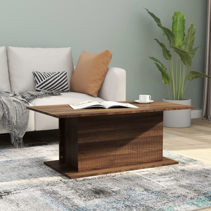 sofabord 102x55,5x40 cm konstrueret træ brun egetræsfarve