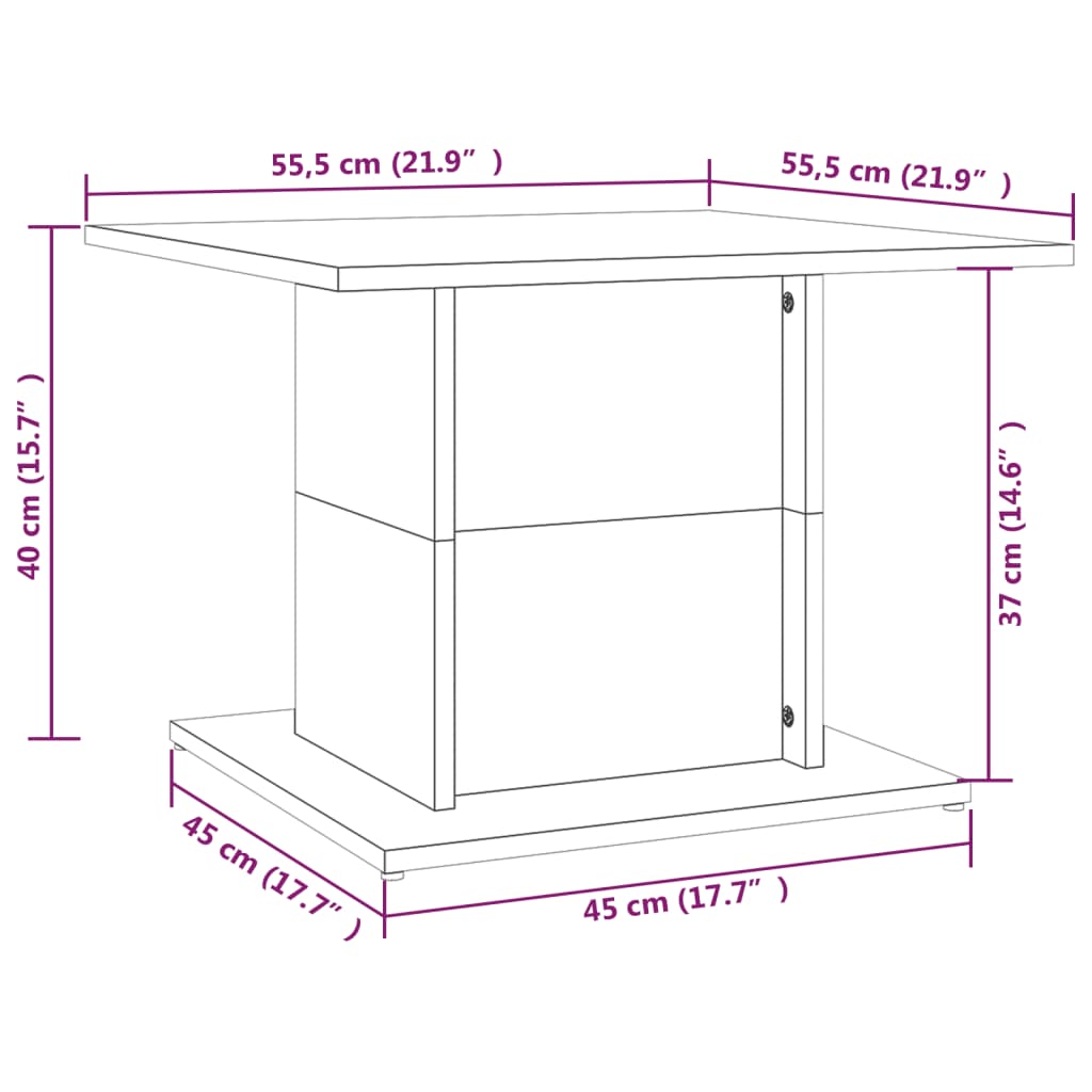 sofabord 55,5x55,5x40 cm konstrueret træ røget egetræsfarve