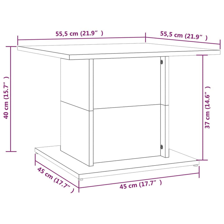 sofabord 55,5x55,5x40 cm konstrueret træ grå sonoma-eg