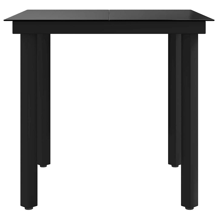 havebord 80x80x74 cm stål og glas sort