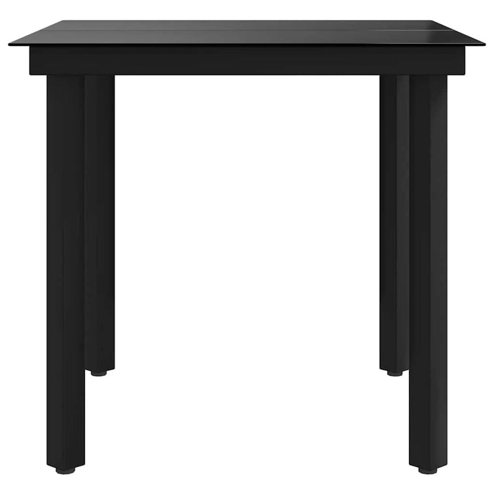 havebord 80x80x74 cm stål og glas sort