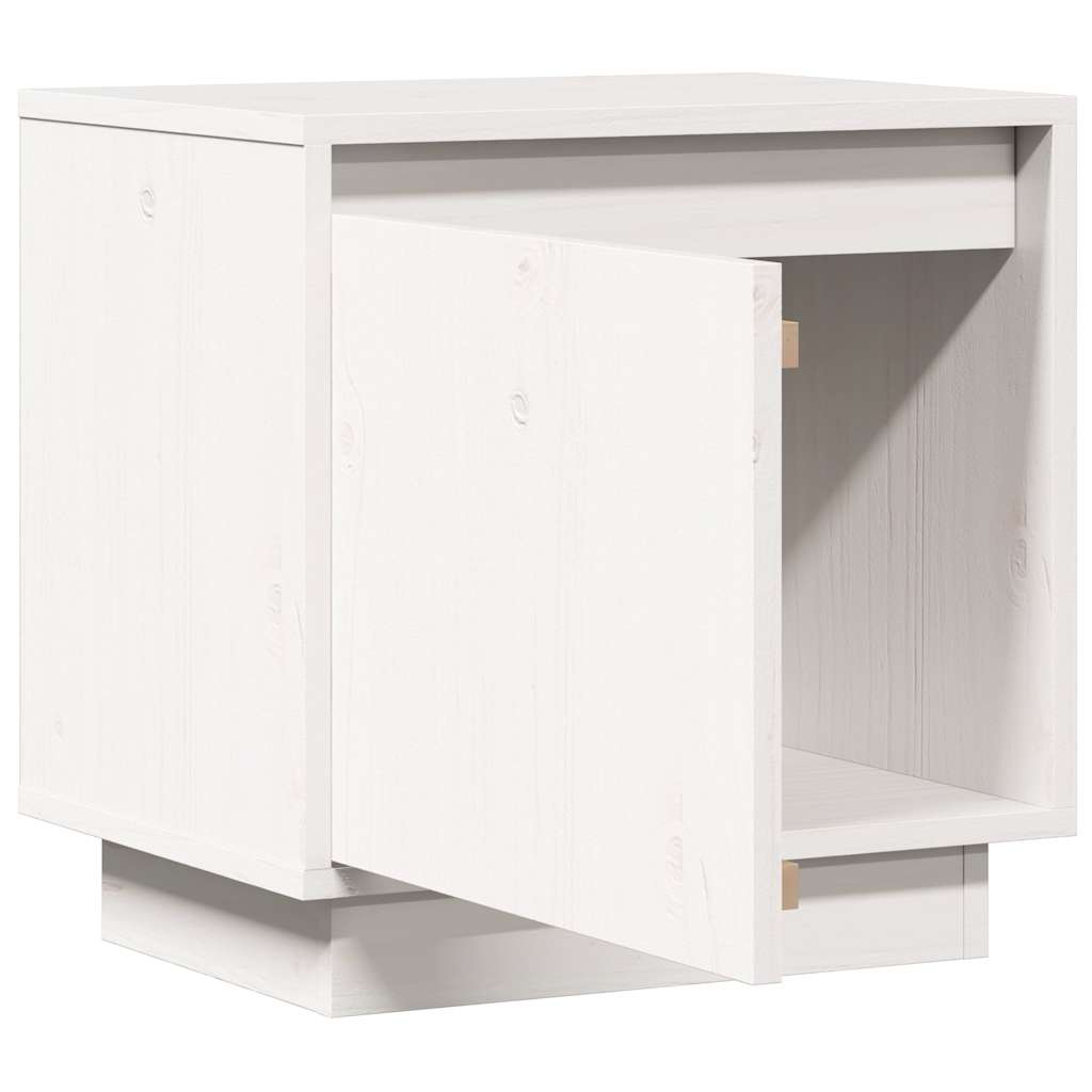 sengebord 40x30x40 cm massivt fyrretræ hvid