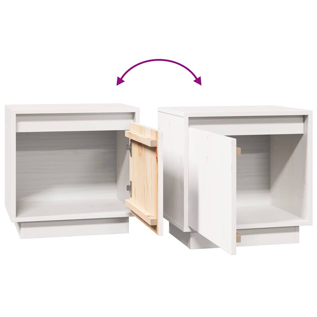 sengebord 40x30x40 cm massivt fyrretræ hvid