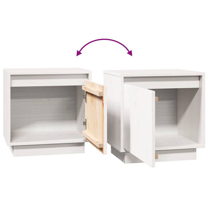 sengebord 40x30x40 cm massivt fyrretræ hvid