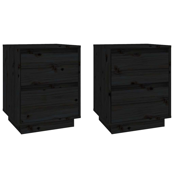 sengeborde 2 stk. 40x35x50 cm massivt fyrretræ sort