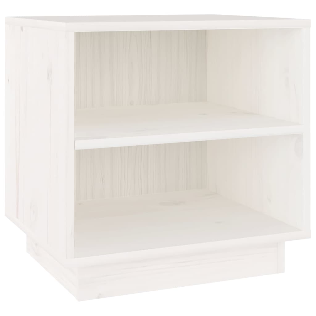 sengebord 40x34x40 cm massivt fyrretræ hvid
