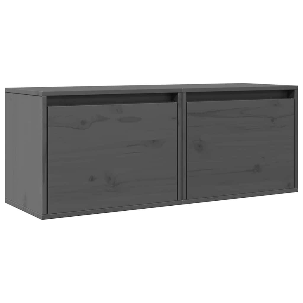 vægskabe 2 stk. 45x30x35 cm massivt fyrretræ grå