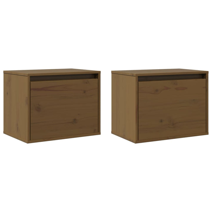 vægskabe 2 stk. 45x30x35 cm massivt fyrretræ honningbrun