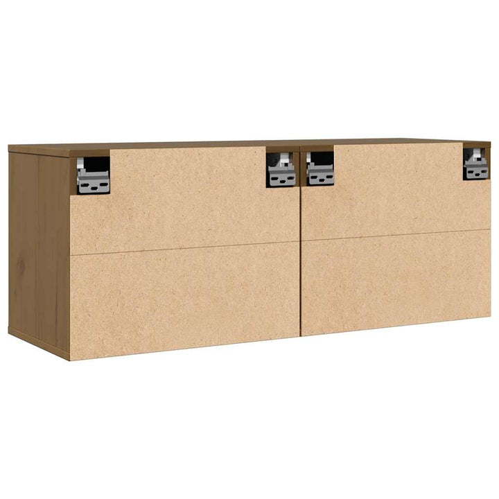 vægskabe 2 stk. 45x30x35 cm massivt fyrretræ honningbrun