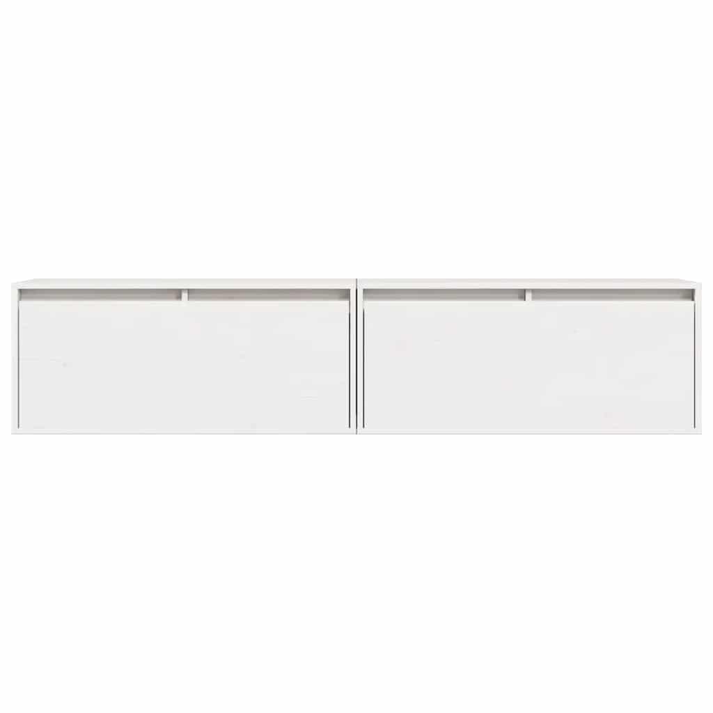 vægskabe 2 stk. 80x30x35 cm massivt fyrretræ hvid