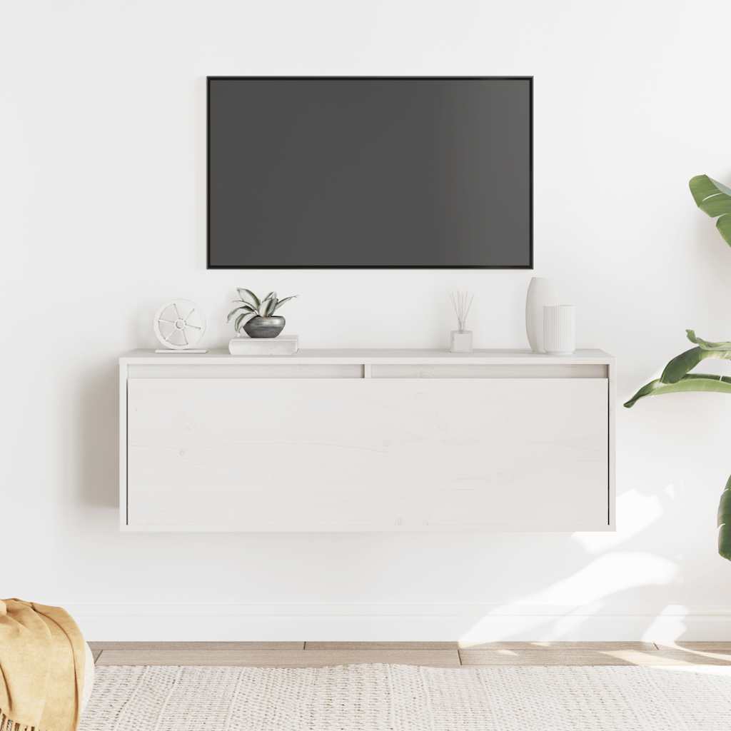 vægskab 100x30x35 cm massivt fyrretræ hvid
