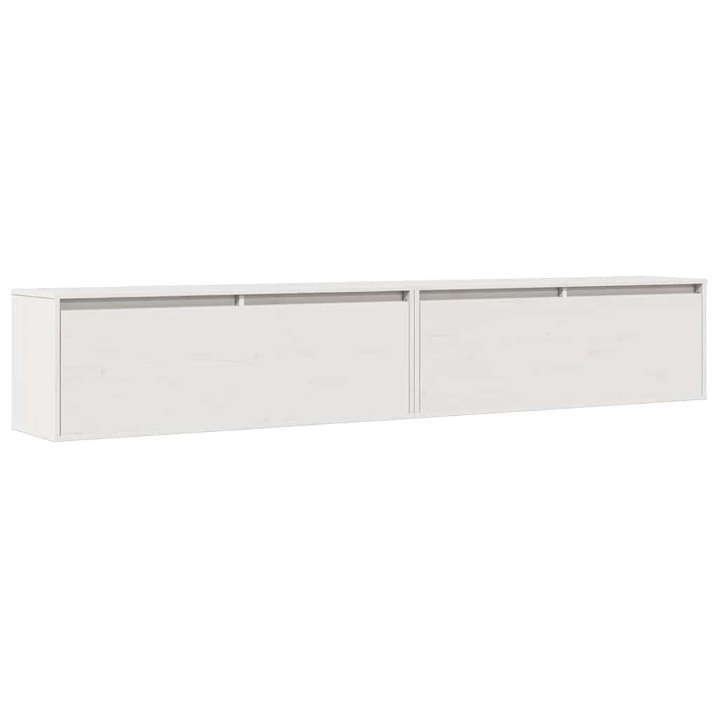vægskabe 2 stk. 100x30x35 cm massivt fyrretræ hvid