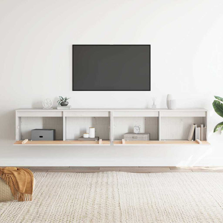 vægskabe 2 stk. 100x30x35 cm massivt fyrretræ hvid