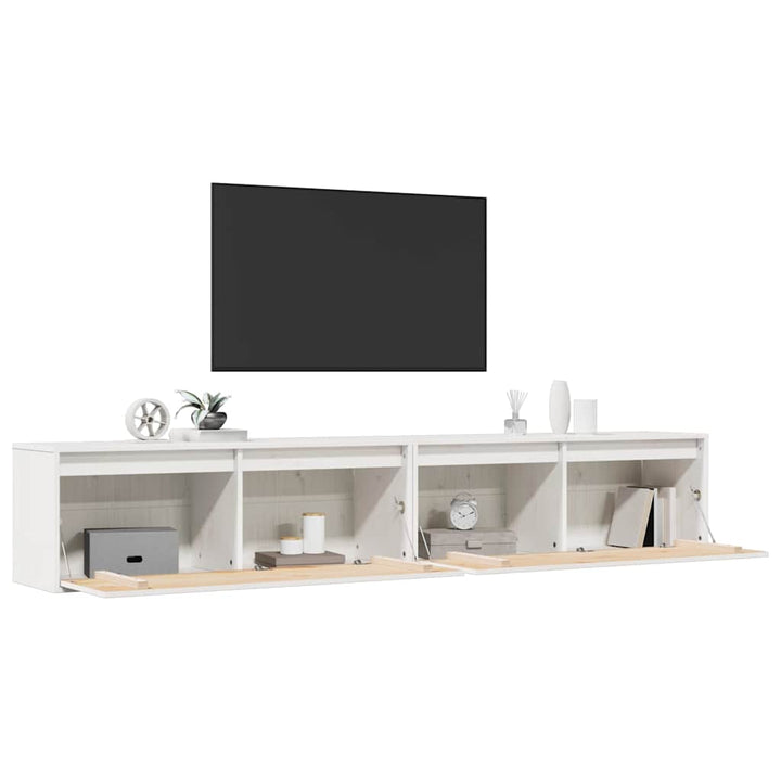 vægskabe 2 stk. 100x30x35 cm massivt fyrretræ hvid