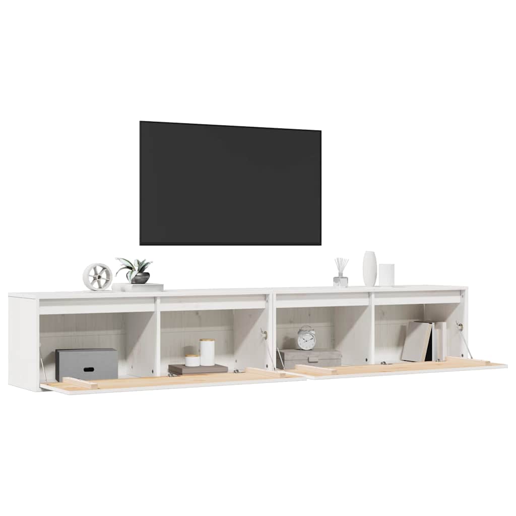 vægskabe 2 stk. 100x30x35 cm massivt fyrretræ hvid