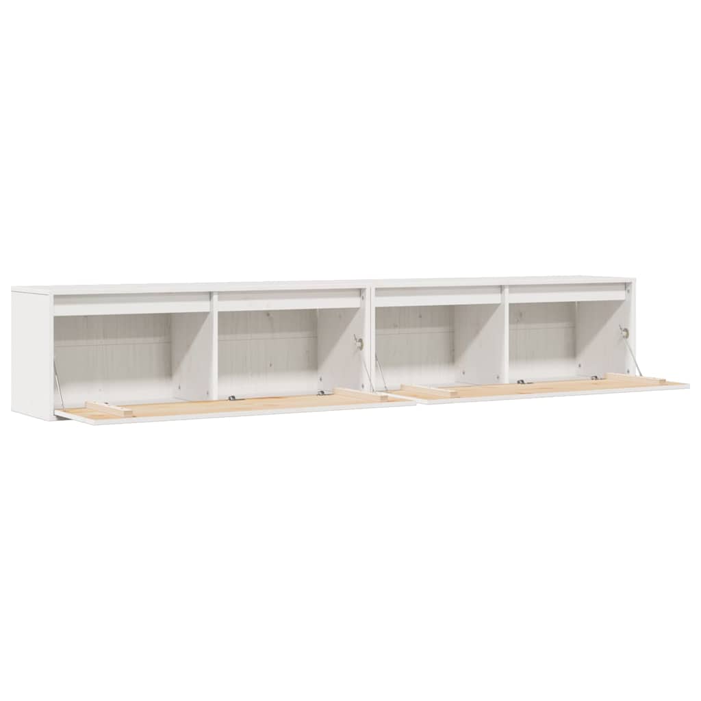 vægskabe 2 stk. 100x30x35 cm massivt fyrretræ hvid