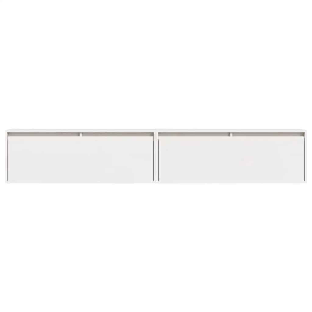vægskabe 2 stk. 100x30x35 cm massivt fyrretræ hvid
