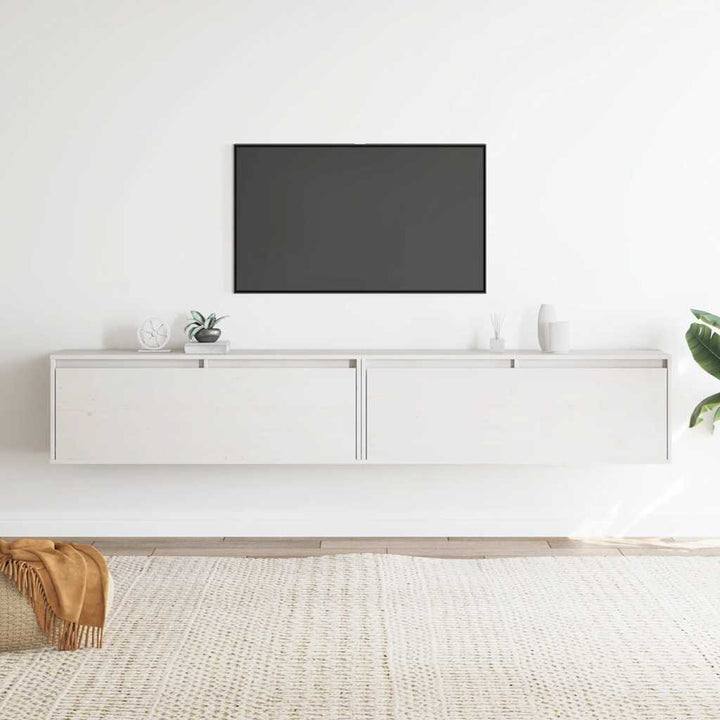 vægskabe 2 stk. 100x30x35 cm massivt fyrretræ hvid