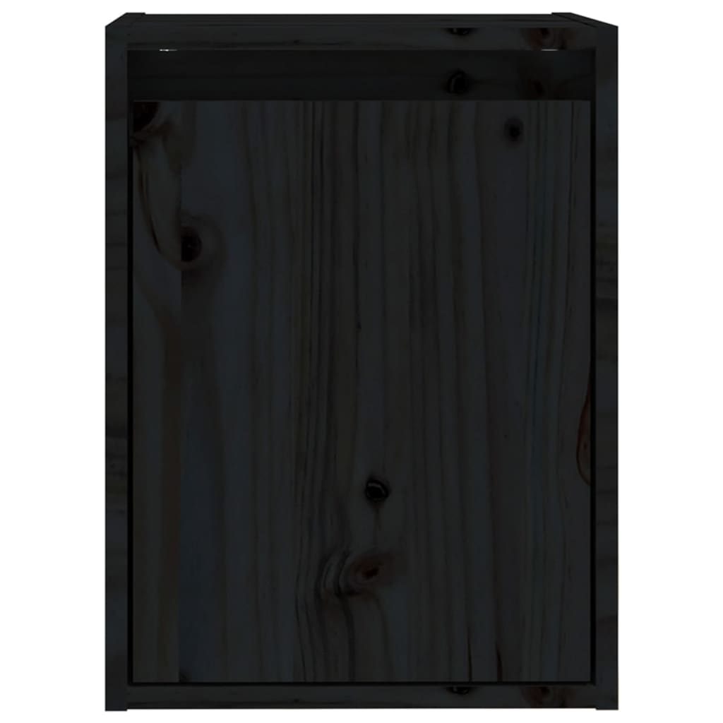 vægskabe 2 stk. 30x30x40 cm massivt fyrretræ sort