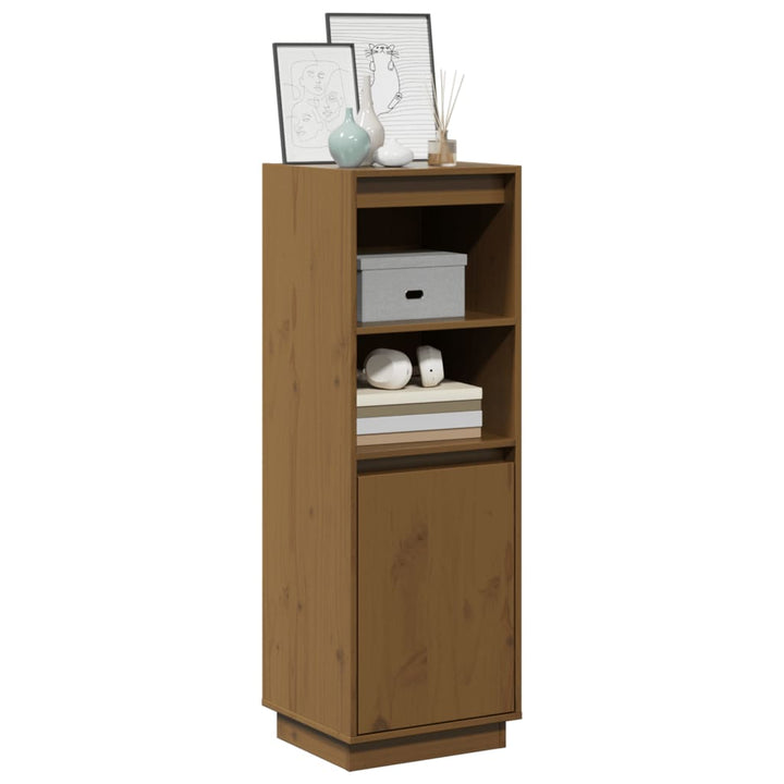 skænk 37x34x110 cm massivt fyrretræ gyldenbrun