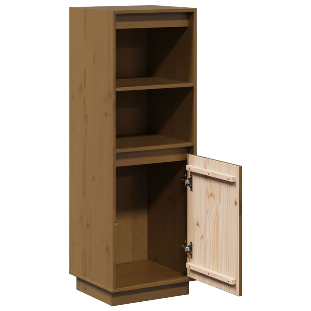 skænk 37x34x110 cm massivt fyrretræ gyldenbrun
