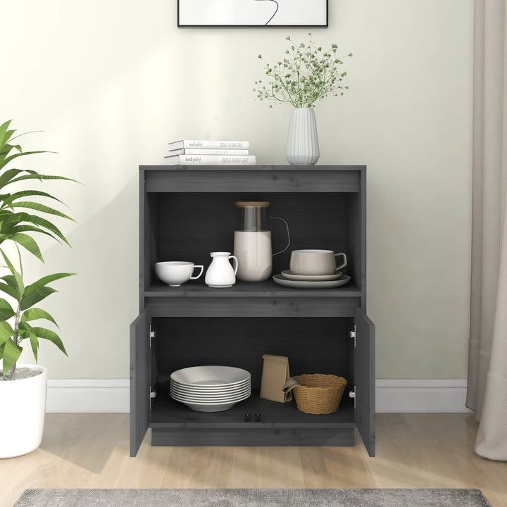 skænk 60x34x75 cm massivt fyrretræ grå