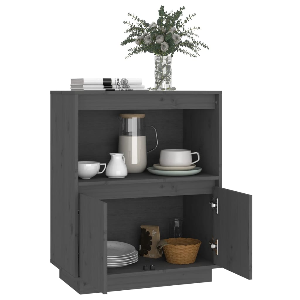 skænk 60x34x75 cm massivt fyrretræ grå