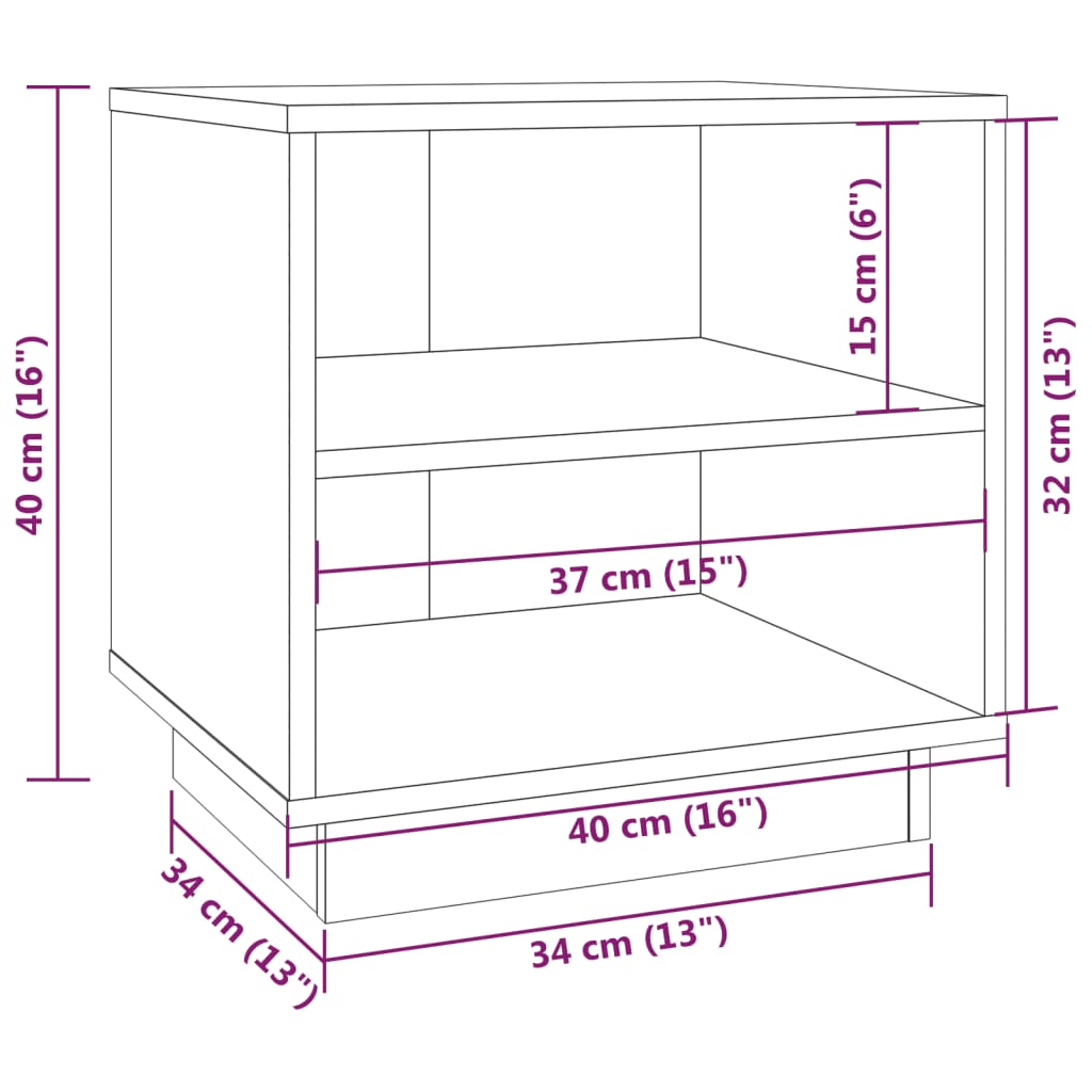 sengeborde 2 stk. 40x34x40 cm massivt fyrretræ grå