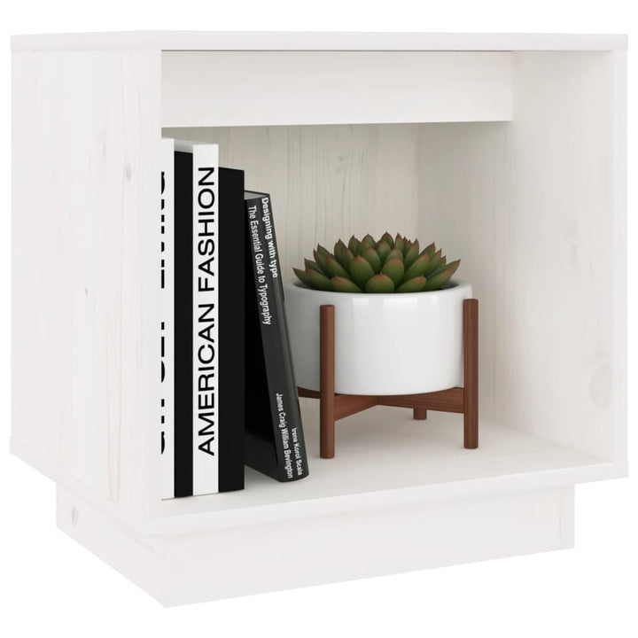 sengebord 40x30x40 cm massivt fyrretræ hvid
