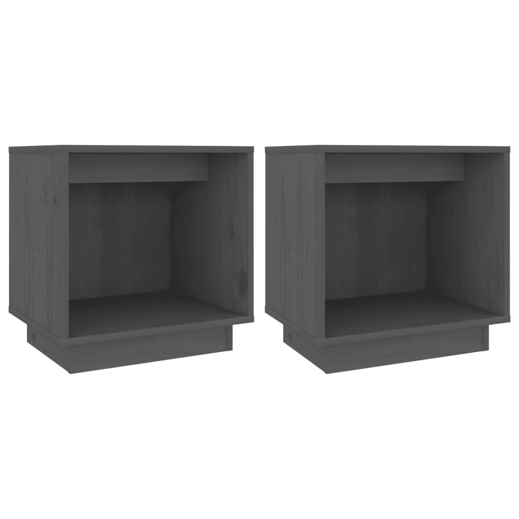 sengeborde 2 stk. 40x30x40 cm massivt fyrretræ sort