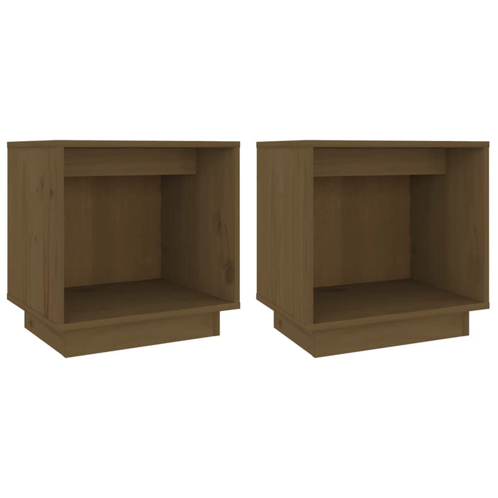 sengeborde 2 stk. 40x30x40 cm massivt fyrretræ gyldenbrun