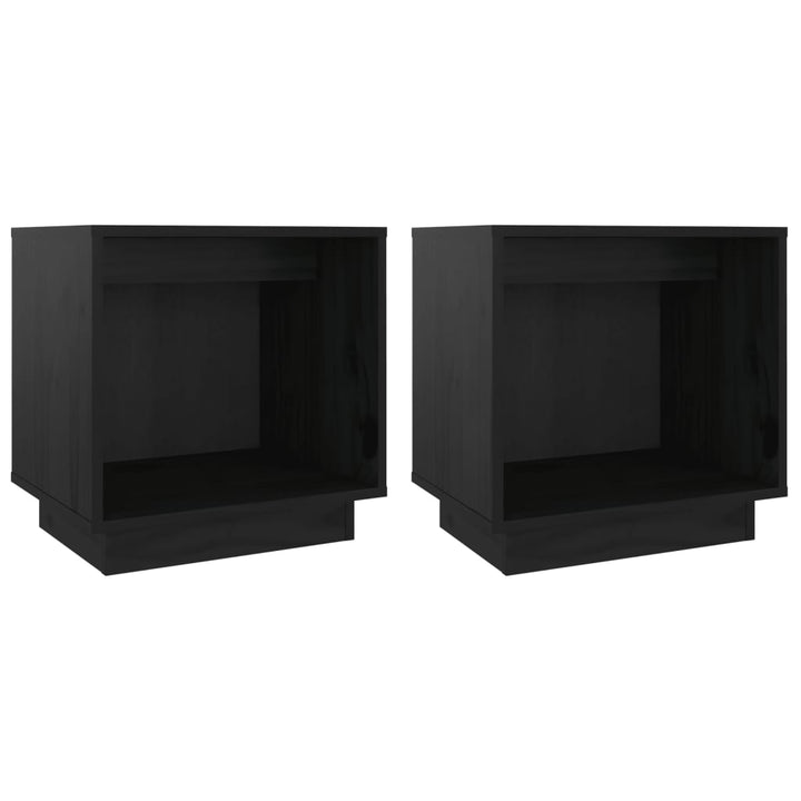 sengeborde 2 stk. 40x30x40 cm massivt fyrretræ sort