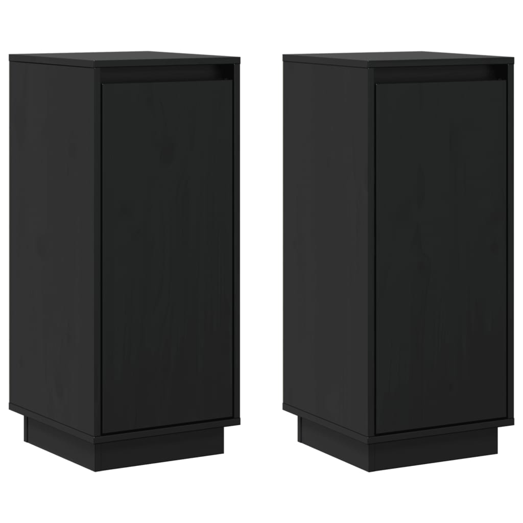 skænke 2 stk. 31,5x34x75 cm massivt fyrretræ sort