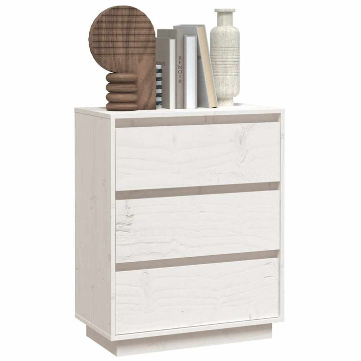 skænk 60x34x75 cm massivt fyrretræ hvid