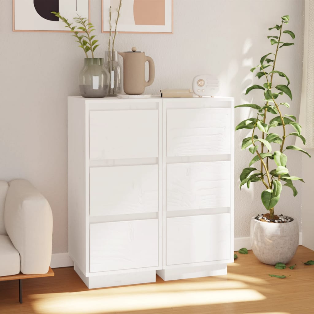 skænke 2 stk. 32x34x75 cm massivt fyrretræ hvid
