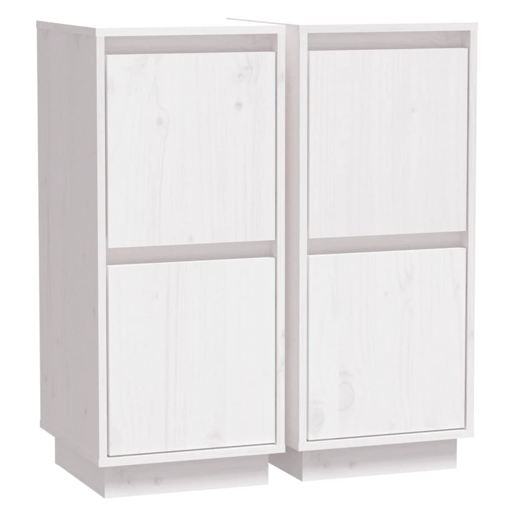skænke 2 stk. 31,5x34x75 cm massivt fyrretræ hvid