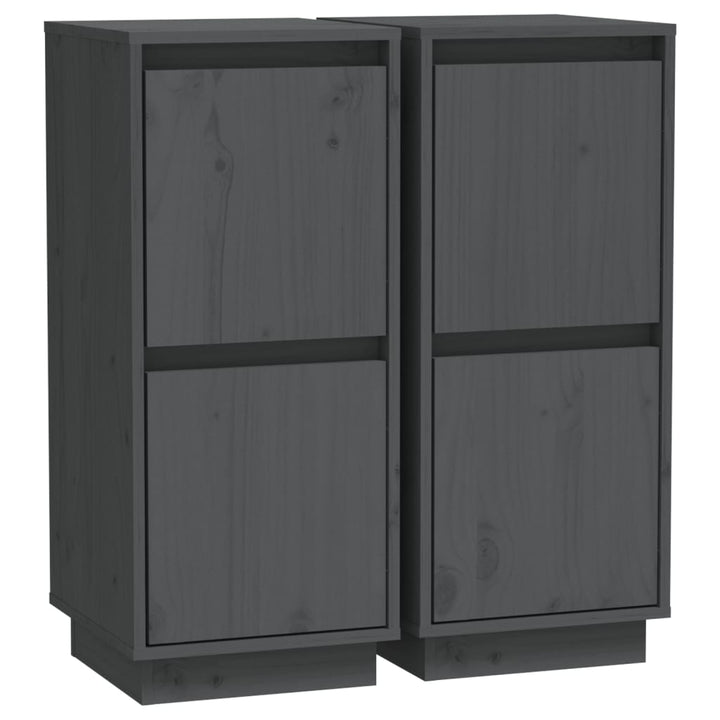 skænke 2 stk. 31,5x34x75 cm massivt fyrretræ grå