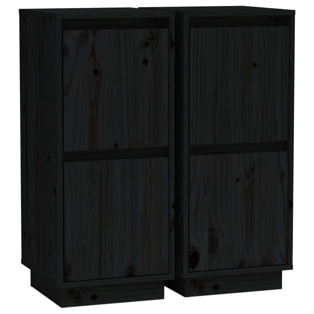 skænke 2 stk. 31,5x34x75 cm massivt fyrretræ sort