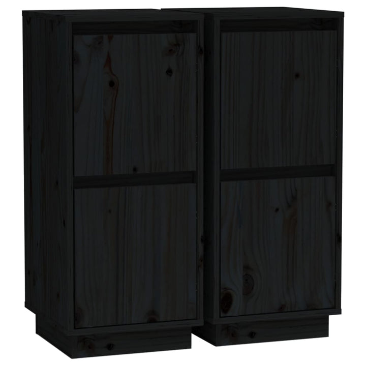 skænke 2 stk. 31,5x34x75 cm massivt fyrretræ sort