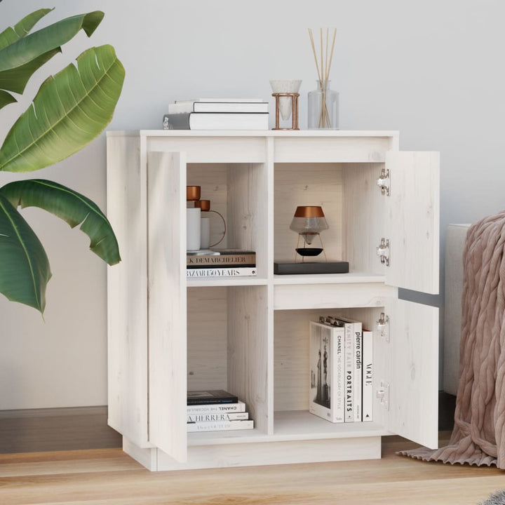 skænk 60x34x75 cm massivt fyrretræ hvid