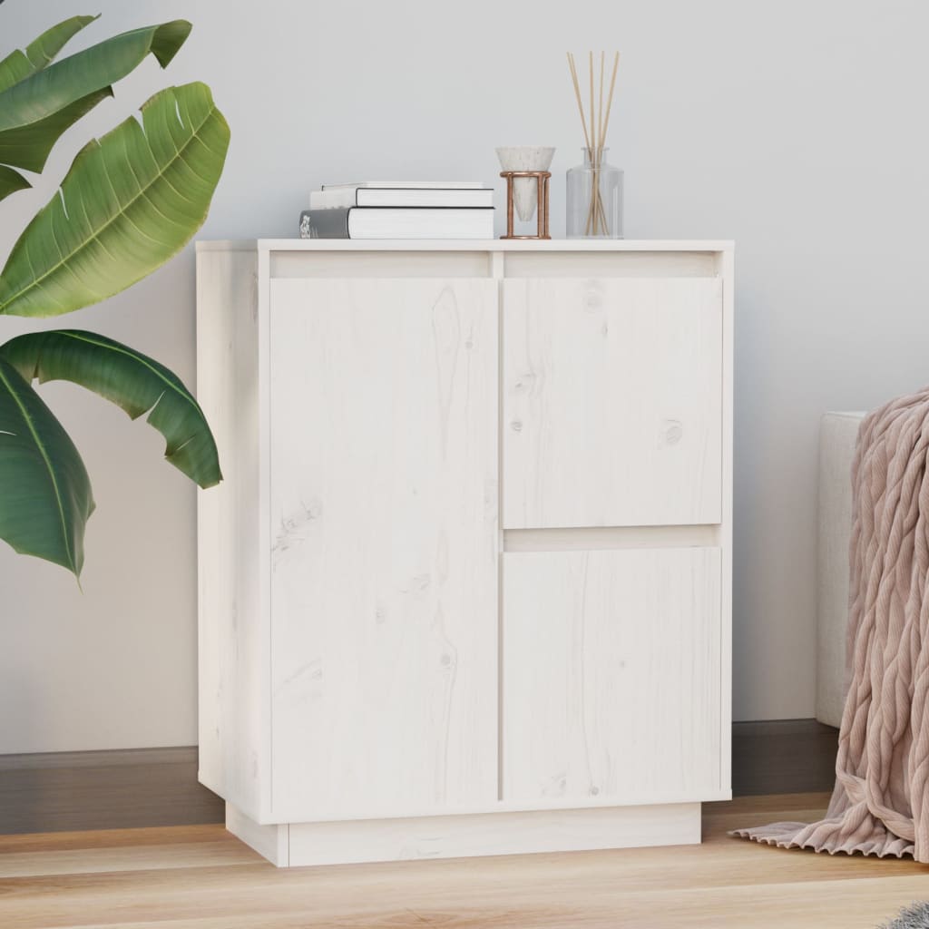 skænk 60x34x75 cm massivt fyrretræ hvid