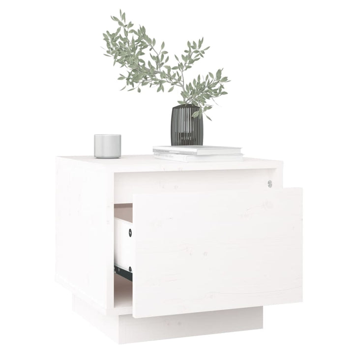 sengebord 35x34x32 cm massivt fyrretræ hvid