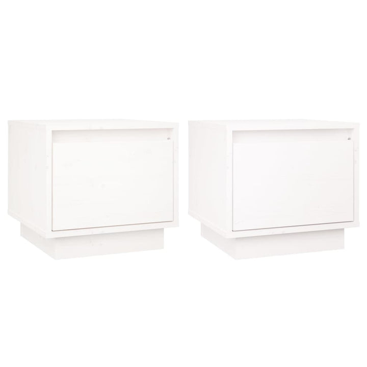 sengeborde 2 stk. 35x34x32 cm massivt fyrretræ hvid