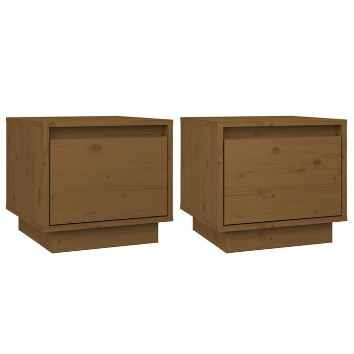 sengeborde 2 stk. 35x34x32 cm massivt fyrretræ gyldenbrun