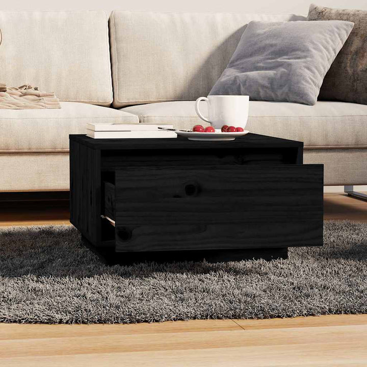 sofabord 55x56x32 cm massivt fyrretræ sort